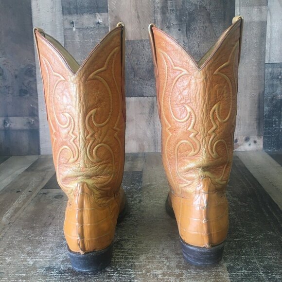 Los Altos Vintage Caiman Tail Western Cowboy Boots Mens 9 EE - Picture 8 of 12